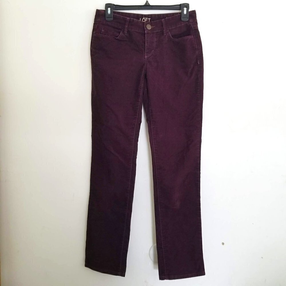 Loft Curvy Straight Corduroy Purple Long Pants 25